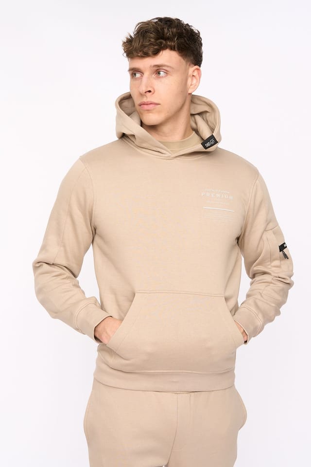 Duck&Cover Duck&Cover Men's Rayland Functional Hoodie with Mixed Media Print in Stone - 3