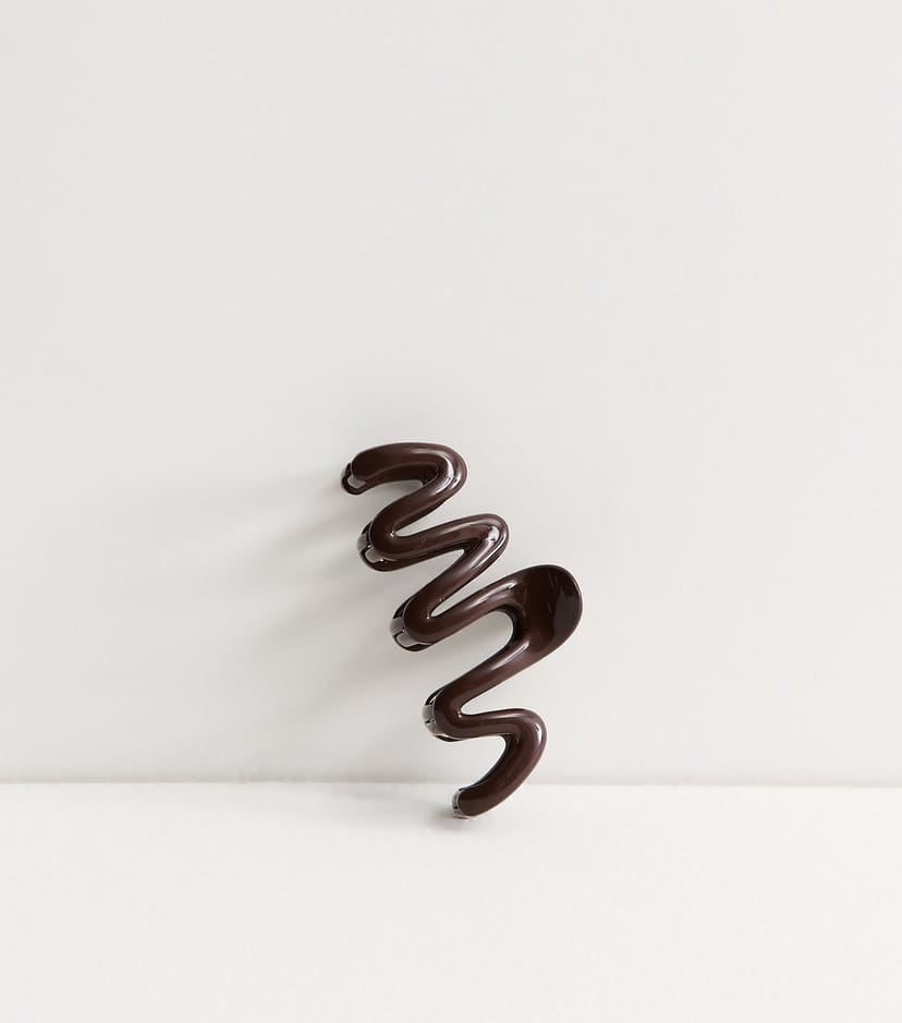 New Look Dark Brown Squiggle Hair Claw Clip New Look - 1