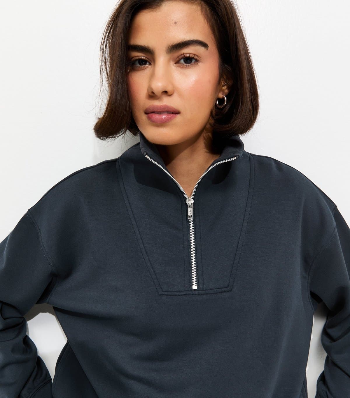 New Look Women's Premium Black Quarter Zip Sweatshirt New Look