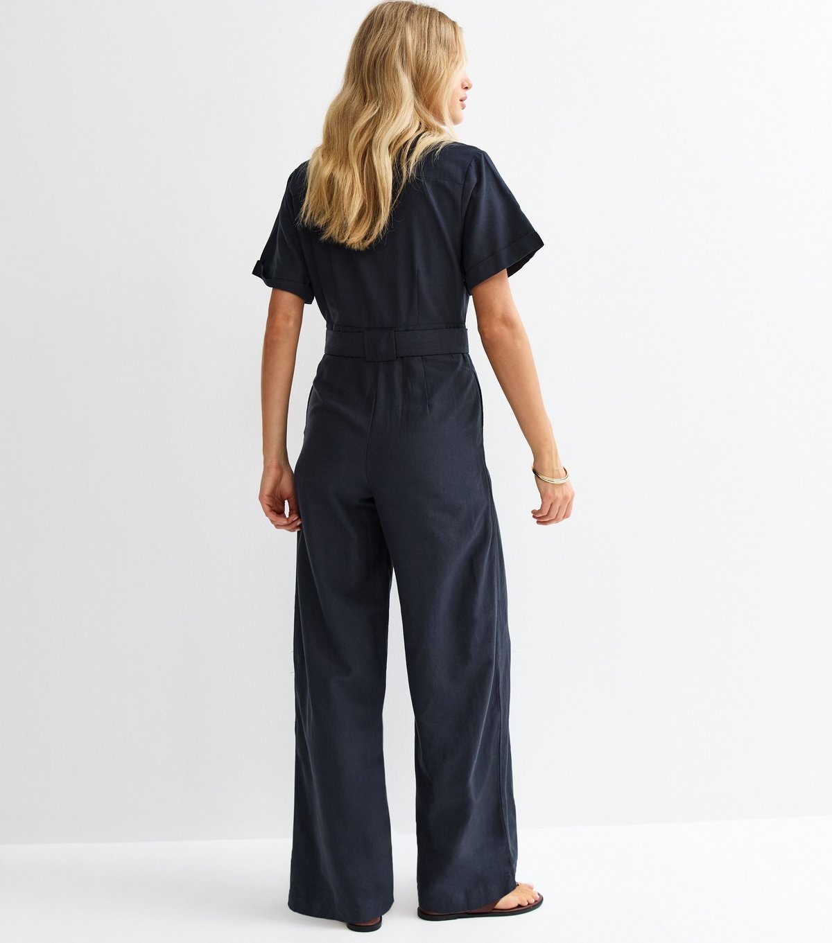 New Look Women's Navy O-Ring Belt Short Sleeve Jumpsuit New Look - 4