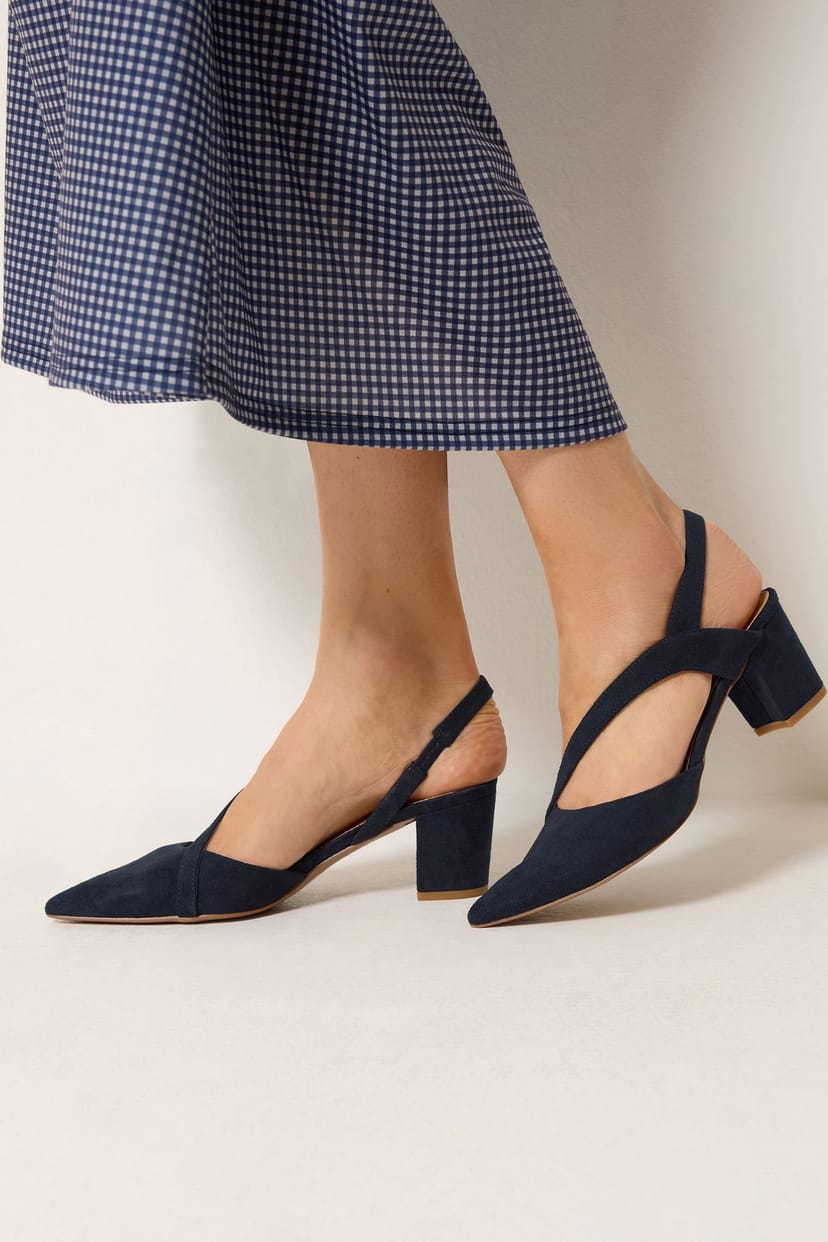Long Tall Sally Long Tall Sally Women's Asymmetric Slingback Heel In Standard Fit in Dark Navy - 1
