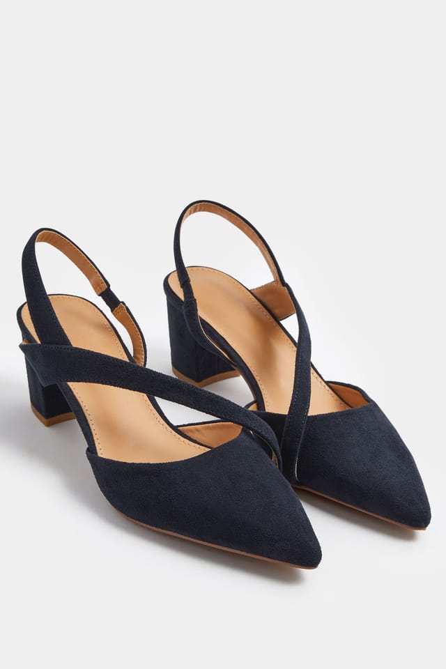 Long Tall Sally Long Tall Sally Women's Asymmetric Slingback Heel In Standard Fit in Dark Navy - 2