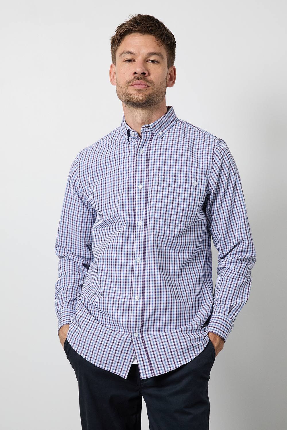 Maine Maine Men's Blue Check Long Sleeve Shirt - 3