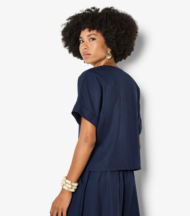 Apricot Women's Navy Short Sleeve Button Through Top Apricot New Look - 3
