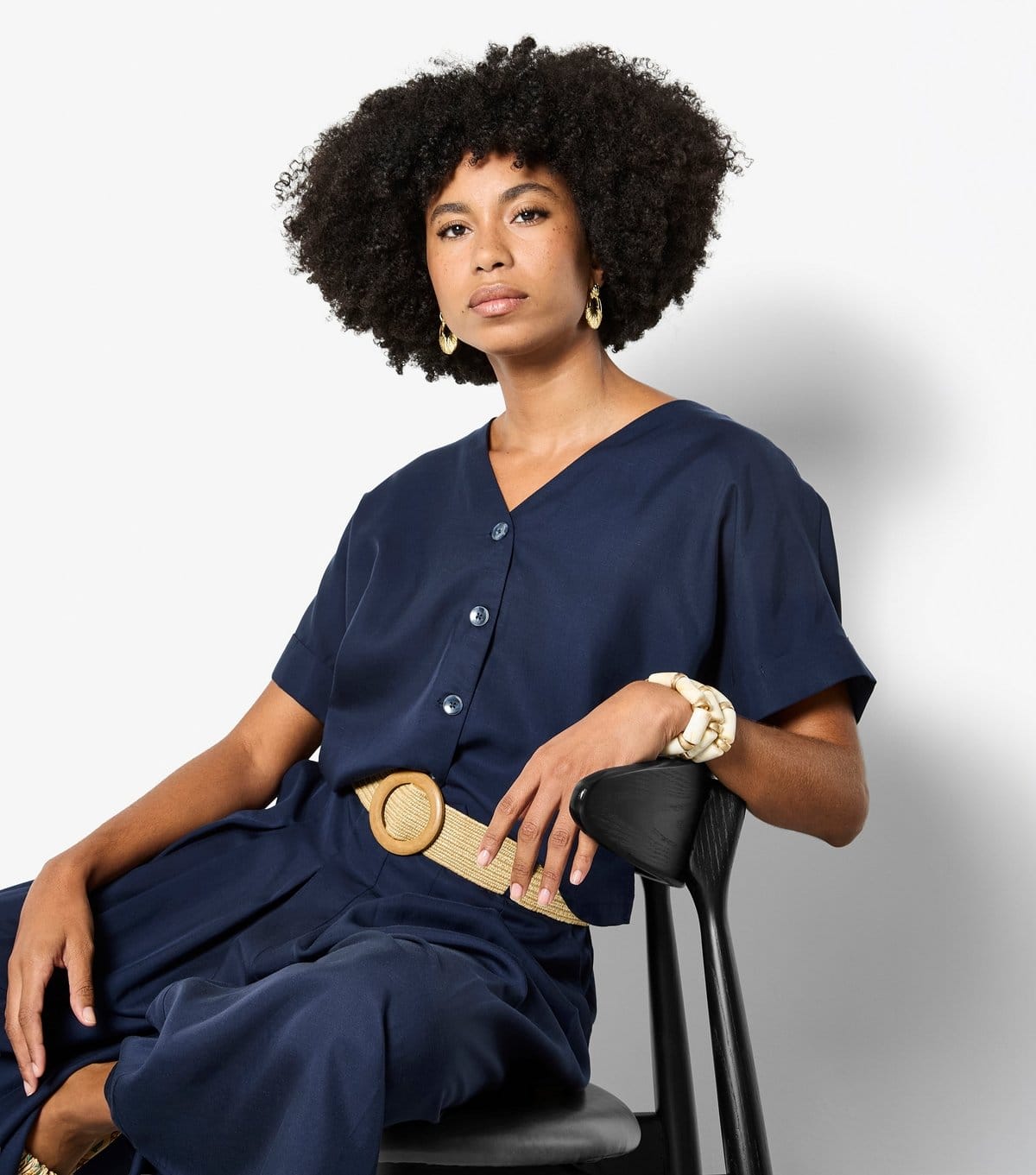 Apricot Women's Navy Short Sleeve Button Through Top Apricot New Look - 4