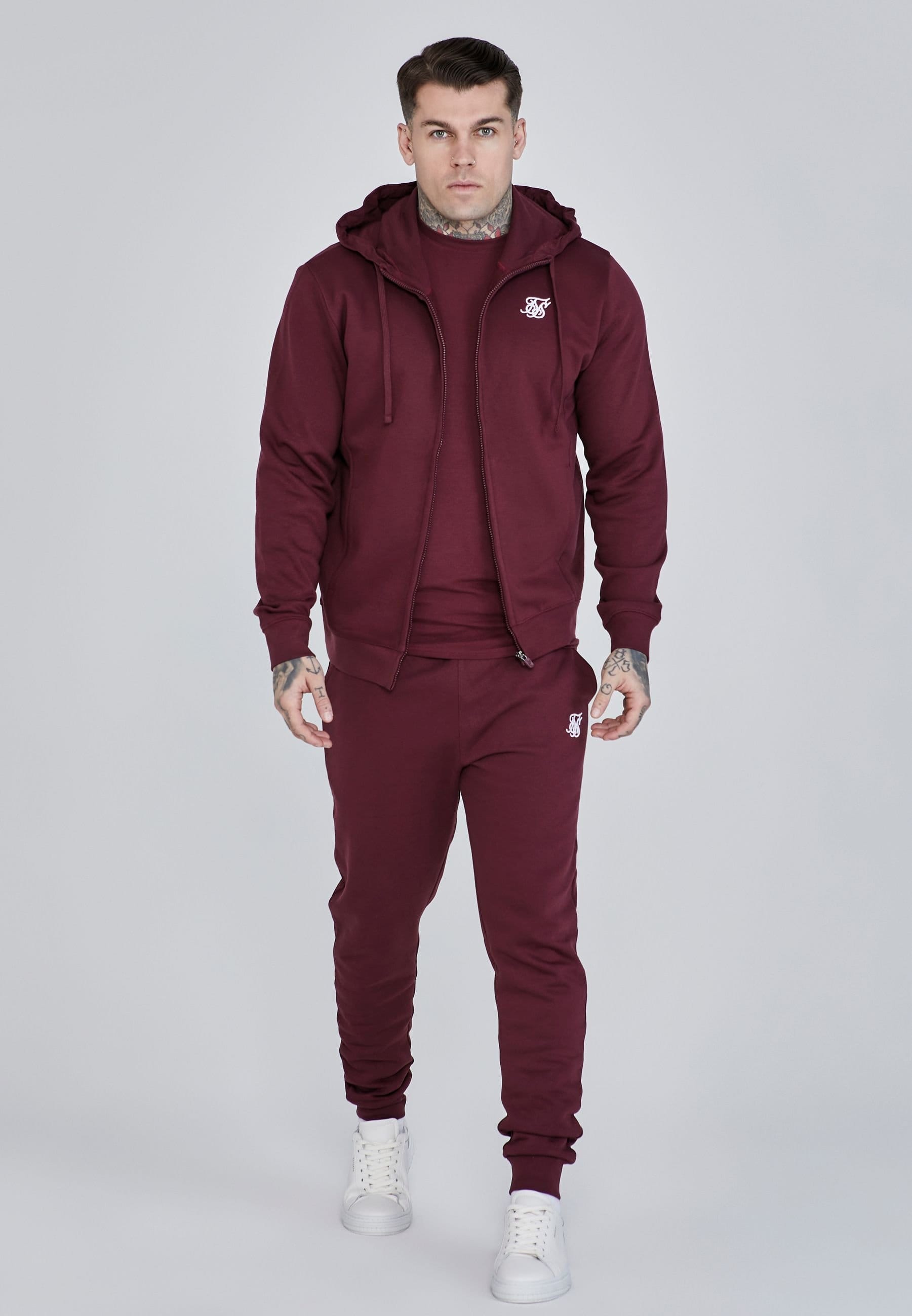 SikSilk SikSilk Men's Burgundy Essentials Full Zip Hoodie - 4