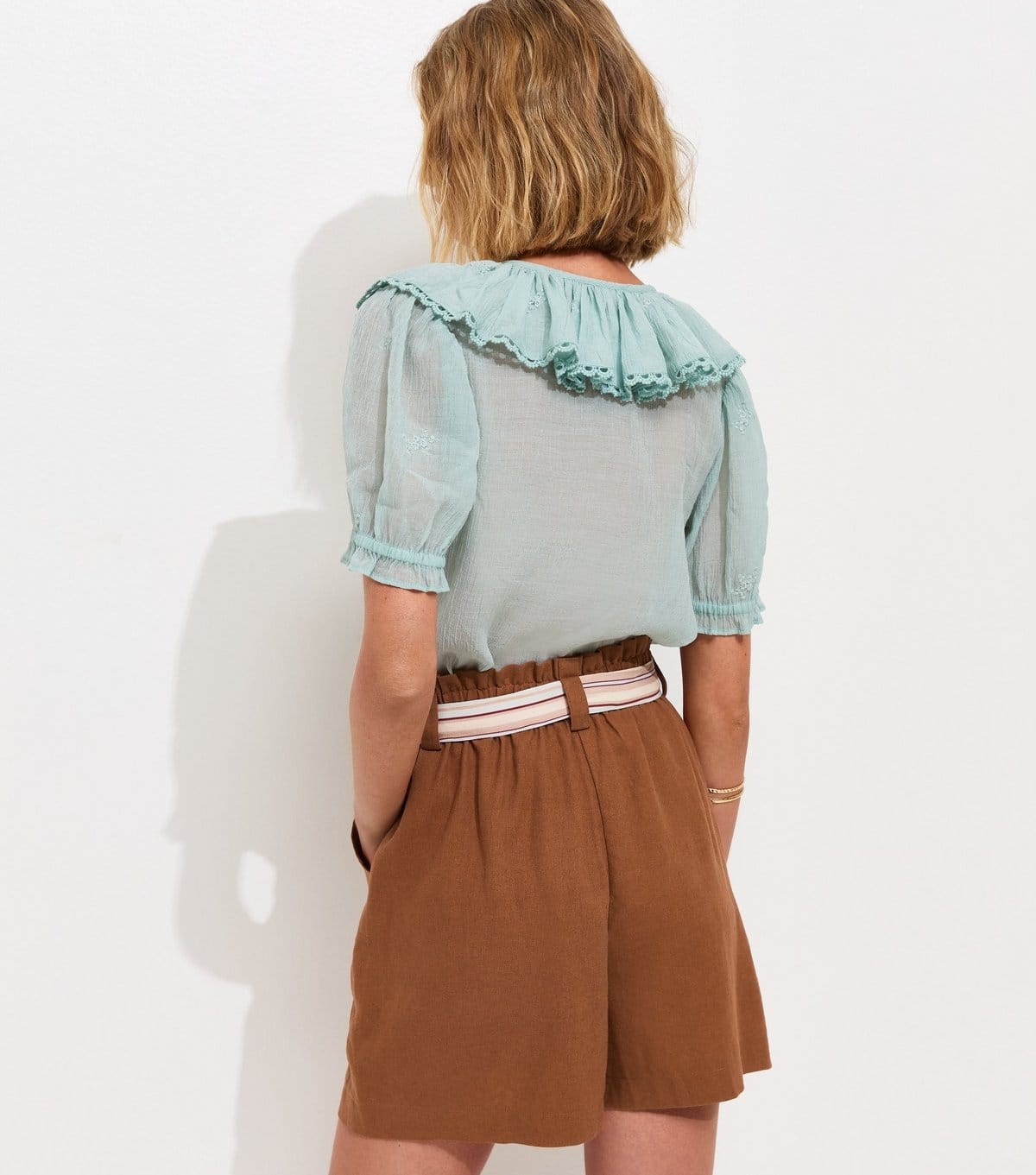 New Look Women's Rust Linen Look Contrast Scarf Shorts New Look - 4