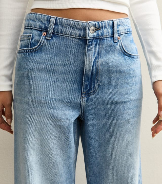 New Look Women's Mid Blue Low Rise Wide Leg Jeans New Look - 3