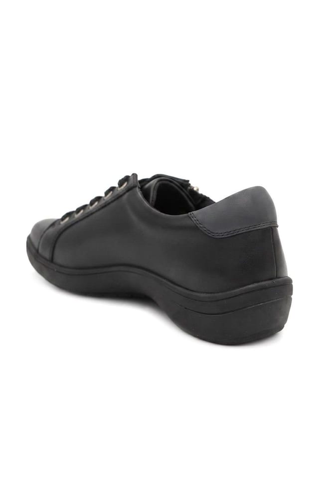 Pavers Pavers Women's Wide Fit Leather Zip & Lace Casual Trainers in Black - 3