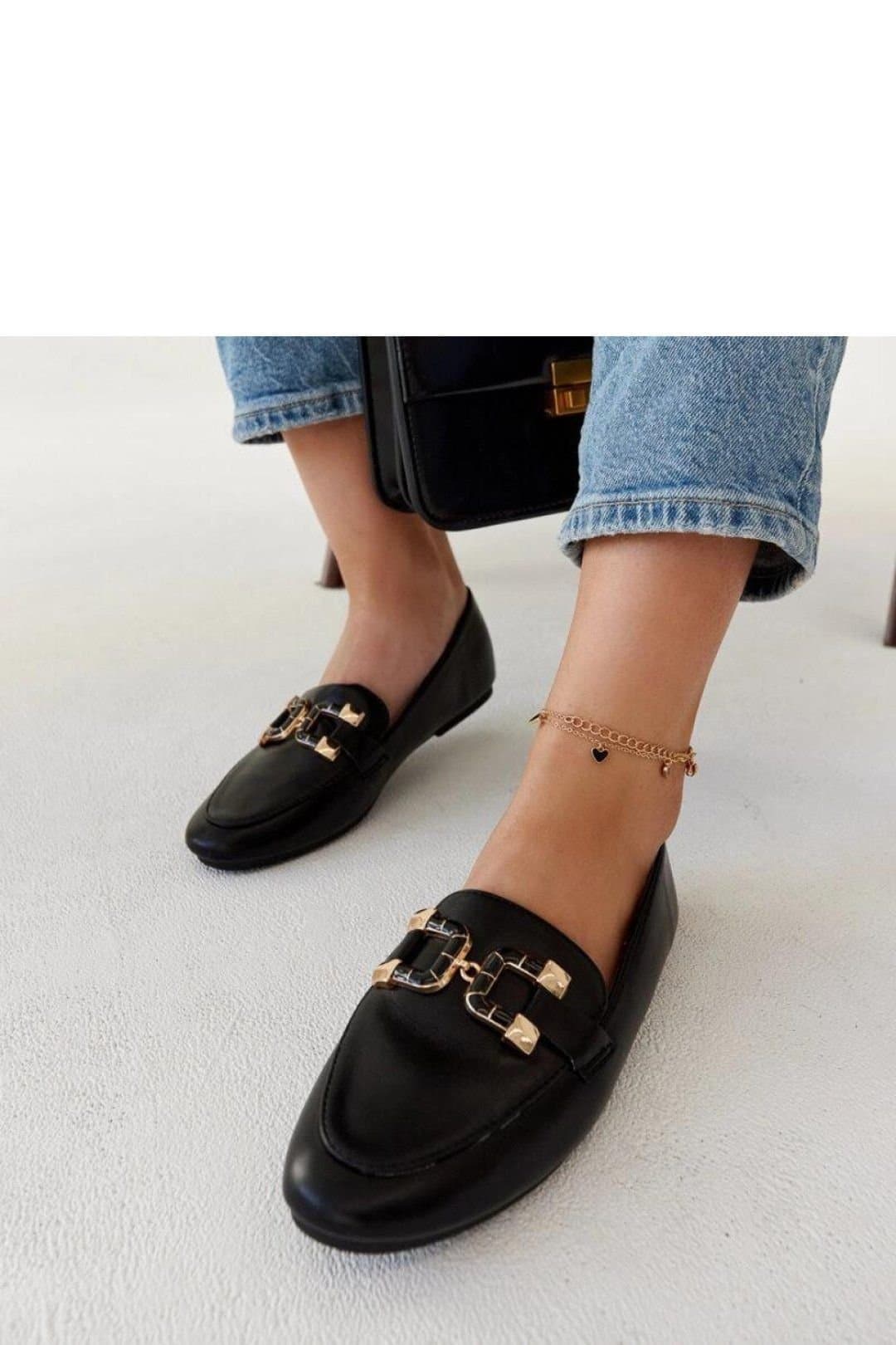 Love Lace Love Lace Black Synthetic Buckle Loafers