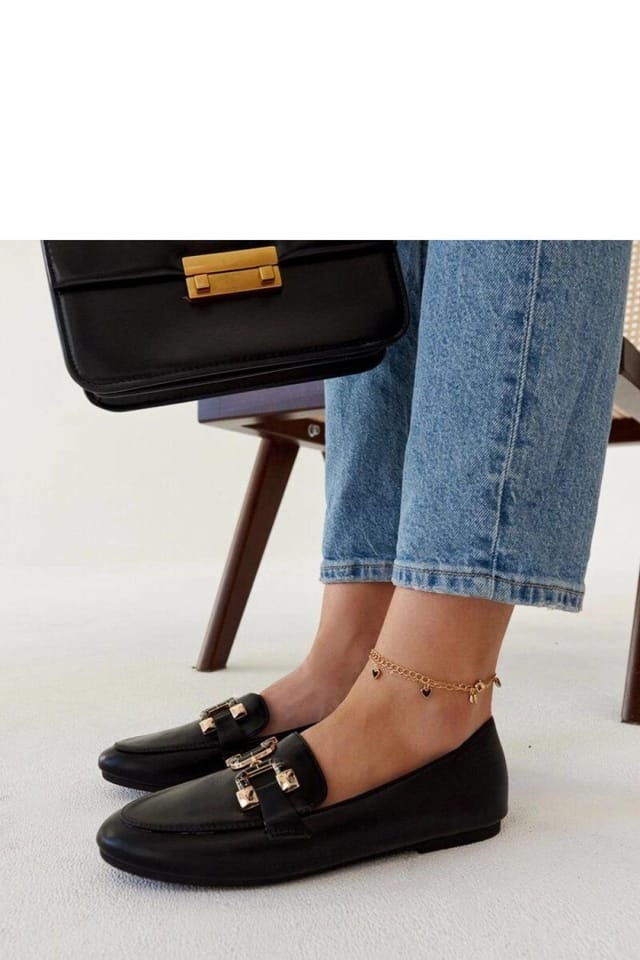 Love Lace Love Lace Women's Summer Buckle Slip On Almond Toe Flat Loafers Moccasins in Black - 3