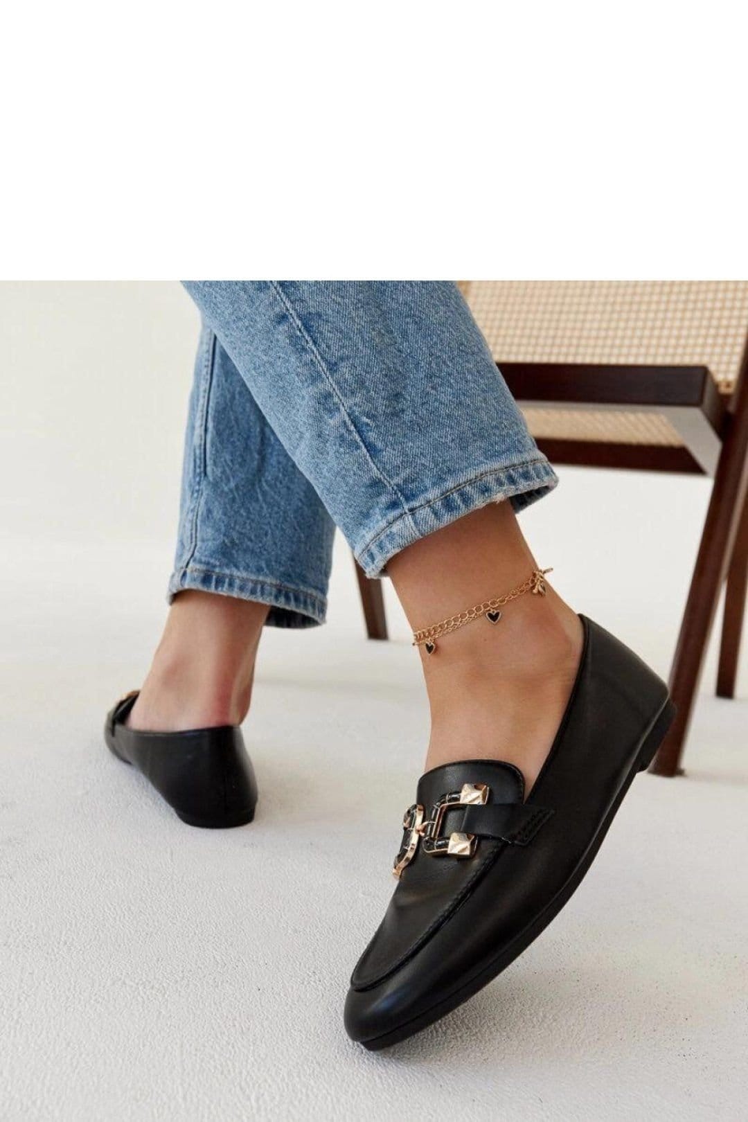 Love Lace Love Lace Women's Summer Buckle Slip On Almond Toe Flat Loafers Moccasins in Black - 4