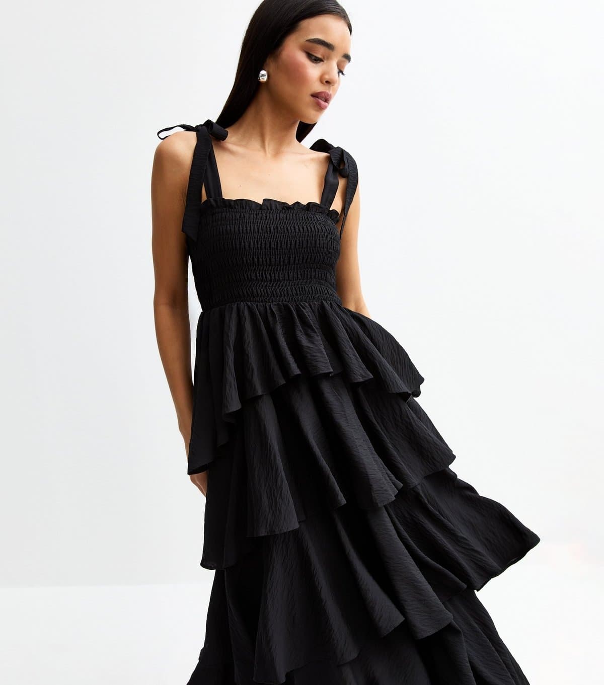 New Look Women's Black Multiway Tiered Midi Dress New Look