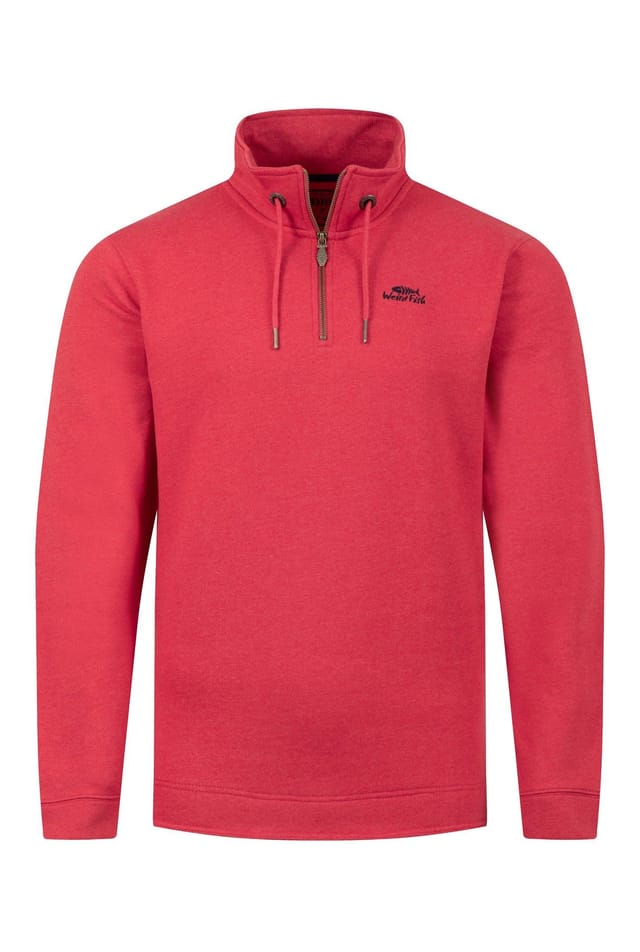 Weird Fish Weird Fish Men's Brampton 1/4 Zip Sweatshirt in Scarlet - 2