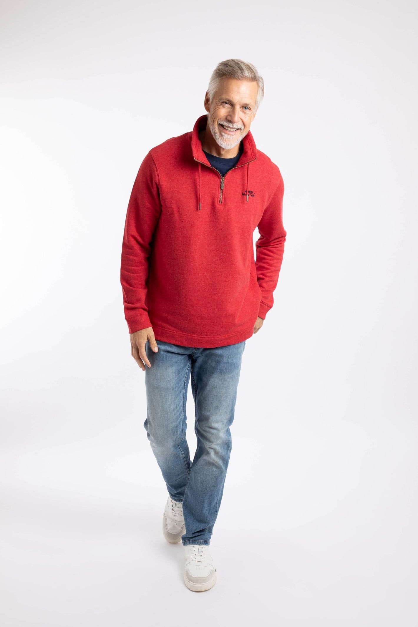 Weird Fish Weird Fish Men's Brampton 1/4 Zip Sweatshirt in Scarlet - 4