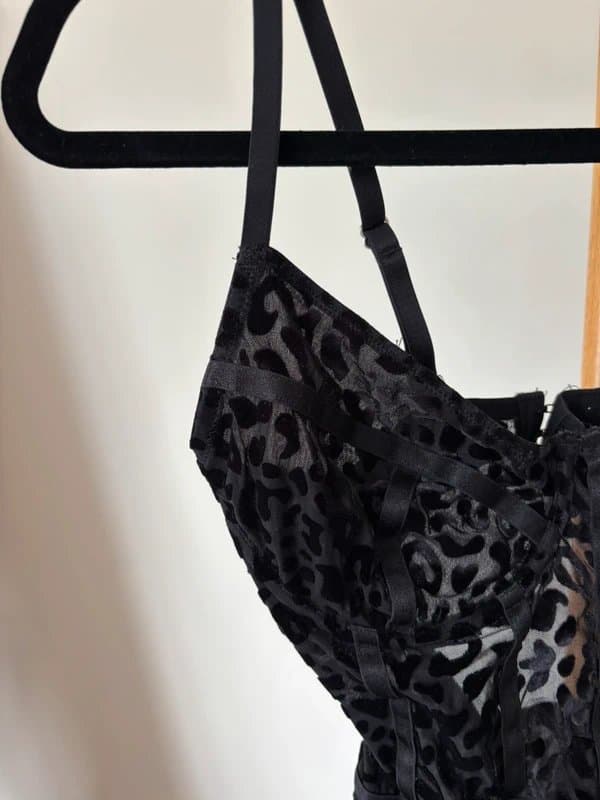 ASOS ASOS leopard print black velvet bodysuit