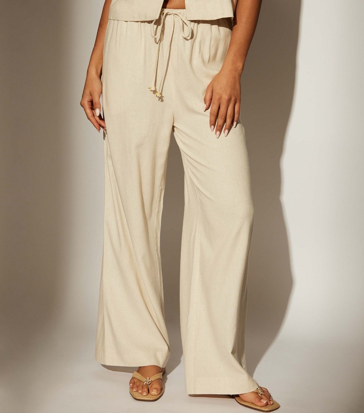 South Beach Women's Cream Drawstring Waist Trousers South Beach New Look - 3