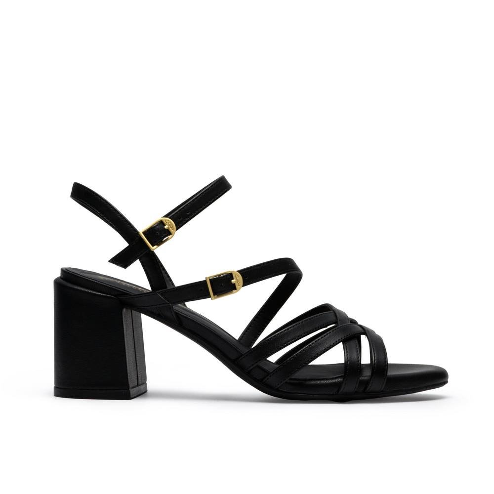 Clarks Clarks Women's Ezoria Strap Black Leather Heeled Sandals - 2