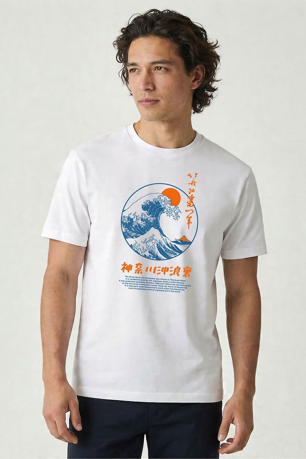 Musee DArt Musee D'Art Men's Hokusai - Circle Great Wave T-Shirt in White