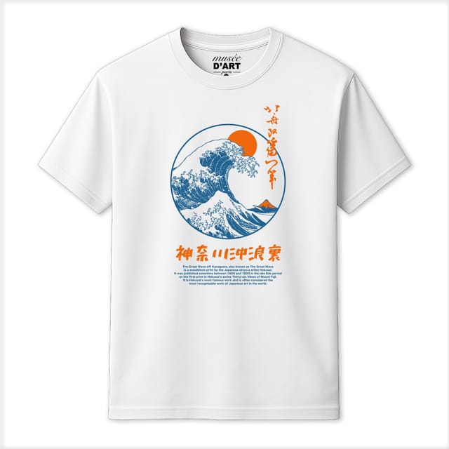 Musee DArt Musee D'Art Men's Hokusai - Circle Great Wave T-Shirt in White - 2