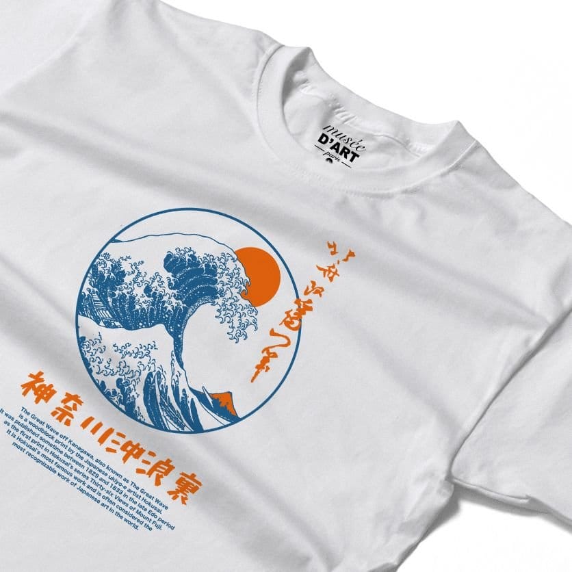 Musee DArt Musee D'Art Men's Hokusai - Circle Great Wave T-Shirt in White - 4