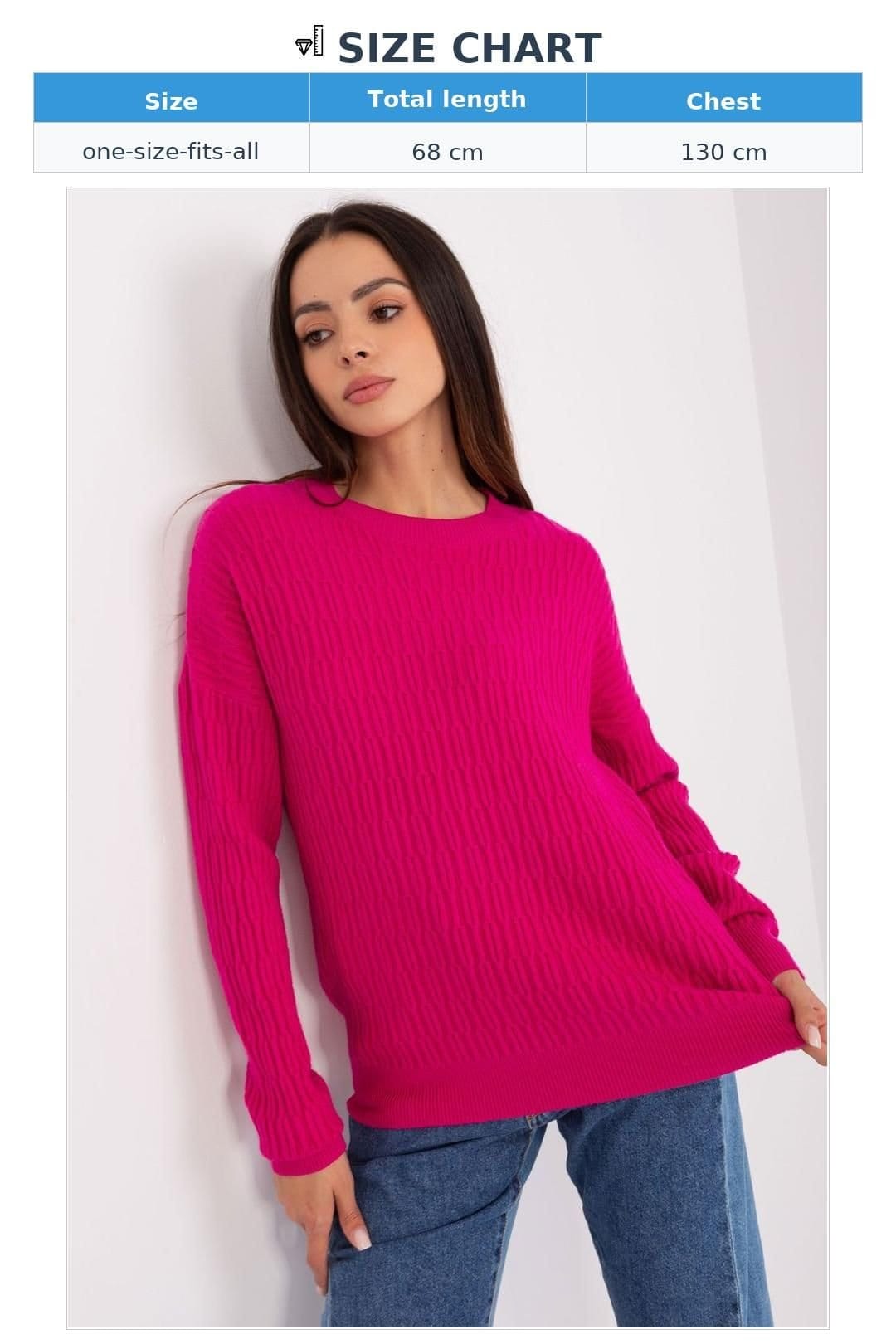 Love Lace Love Lace Women's Variegated Texture Round Neck Sweater Style 185717 in Bright Pink - 4