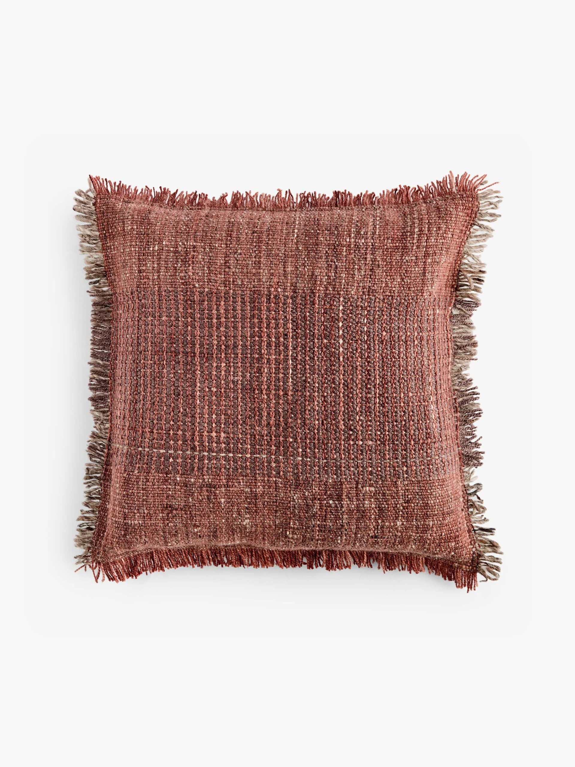 French Connection Textured Fringe Recycled Cushion Rust