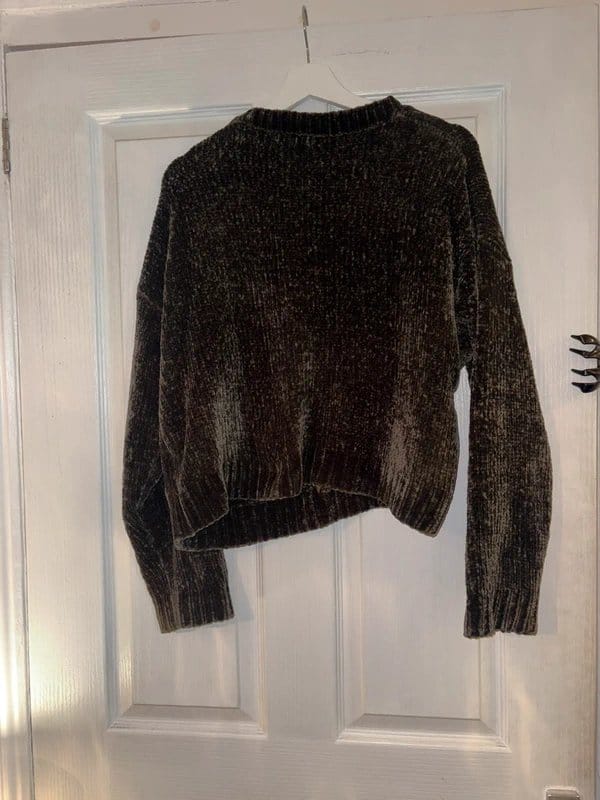 New Look Dark Green Velvet Cropped Jumper