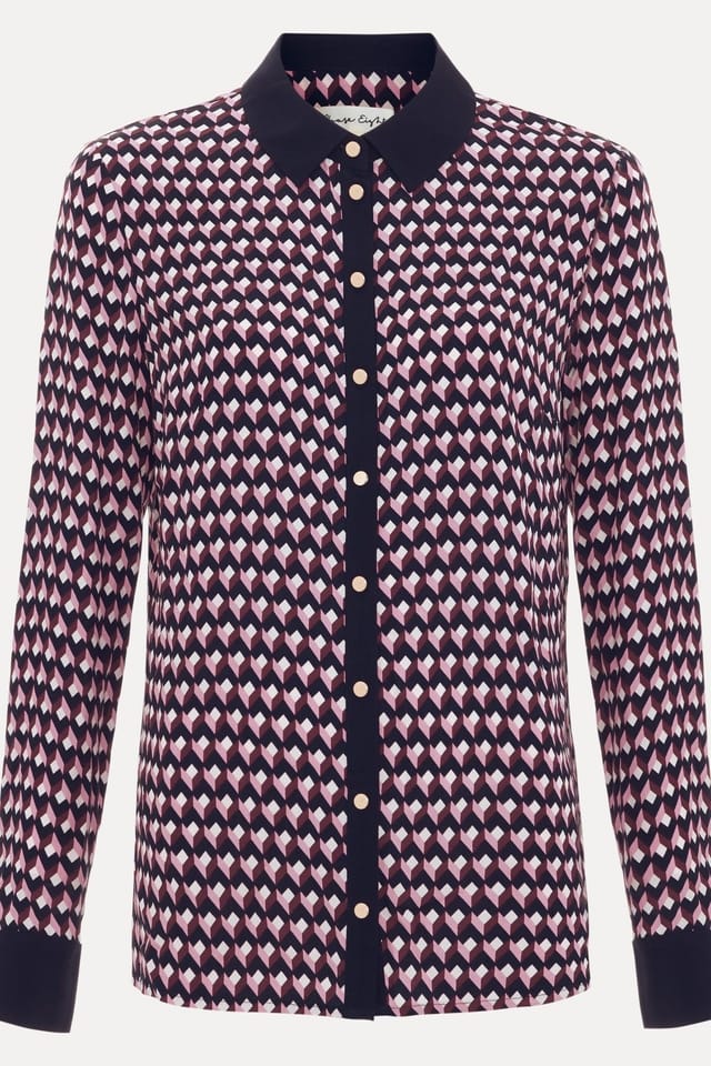 Phase Eight Phase Eight Women's Briar Geo Print Shirt in Dusty Pink - 2