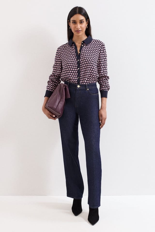Phase Eight Phase Eight Women's Briar Geo Print Shirt in Dusty Pink - 3