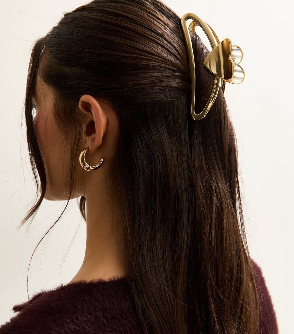 New Look Gold Tone Curved Cutout Heart Claw Clip New Look