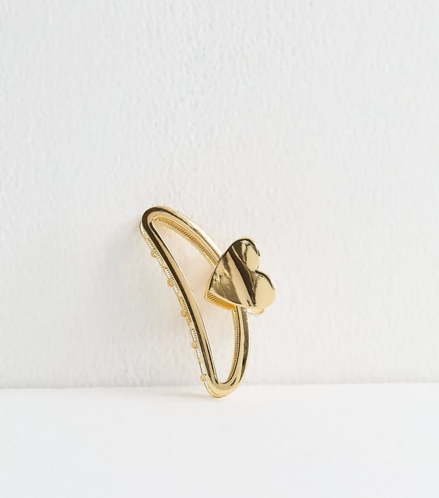 New Look Gold Tone Curved Cutout Heart Claw Clip New Look - 2