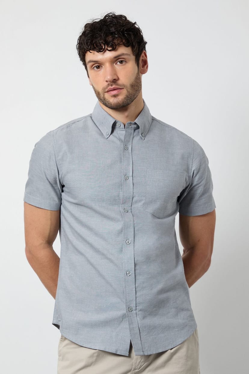 Burton Burton Men's Grey Short Sleeve Oxford Shirt - 1