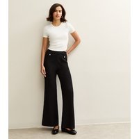 New Look Women's Black Textured Jersey Wide Leg Trousers New Look - 3