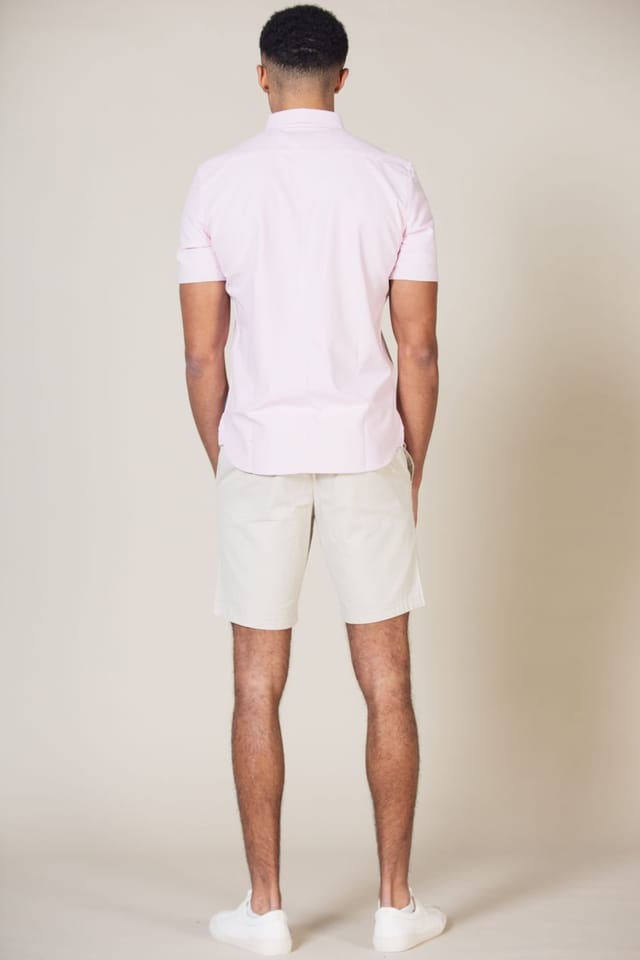 French Connection French Connection Men's Cotton Short Sleeve Oxford Shirt in Pink - 2