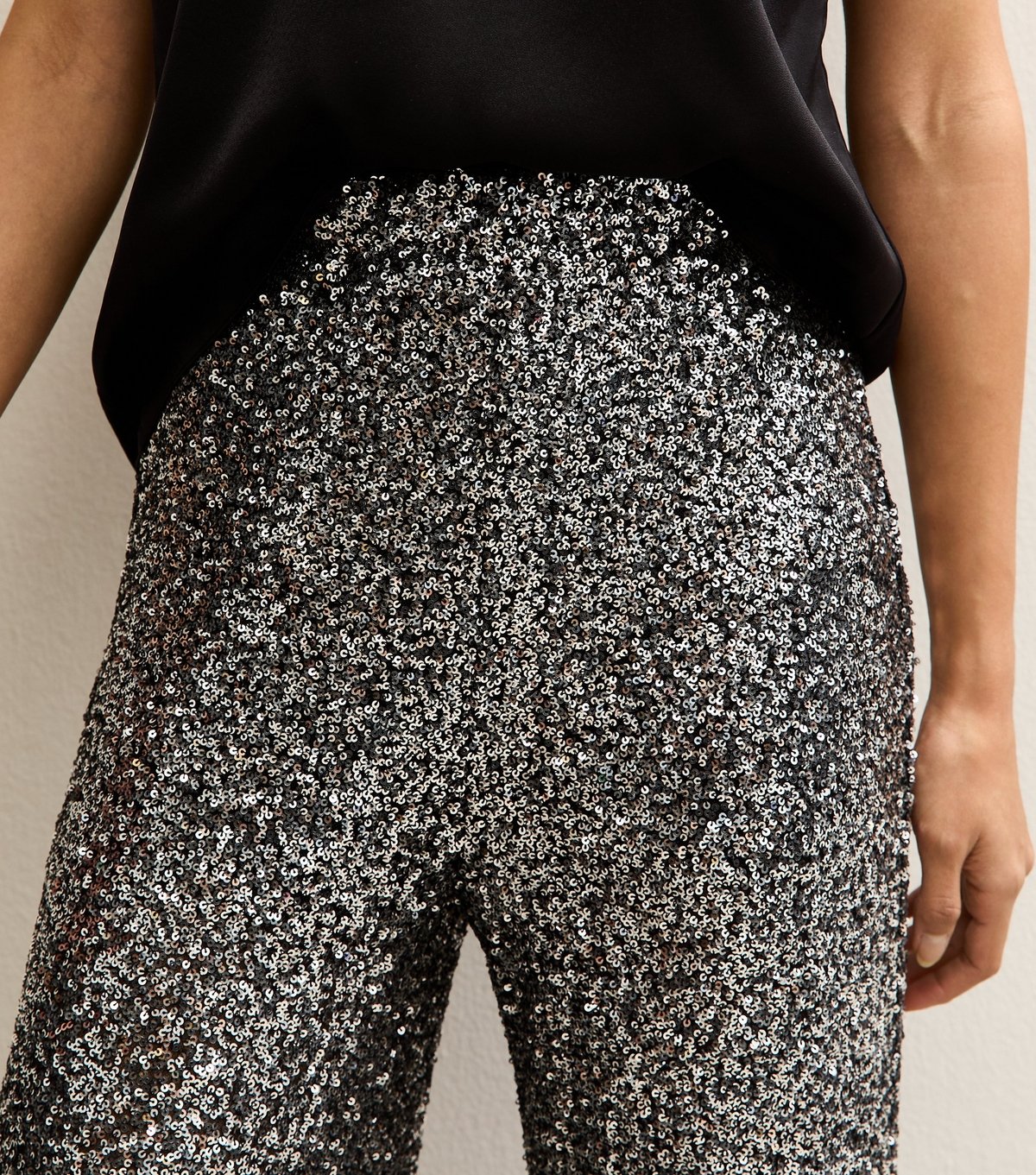 New Look Women's Gunmetal Sequin Wide Leg Trousers New Look - 2