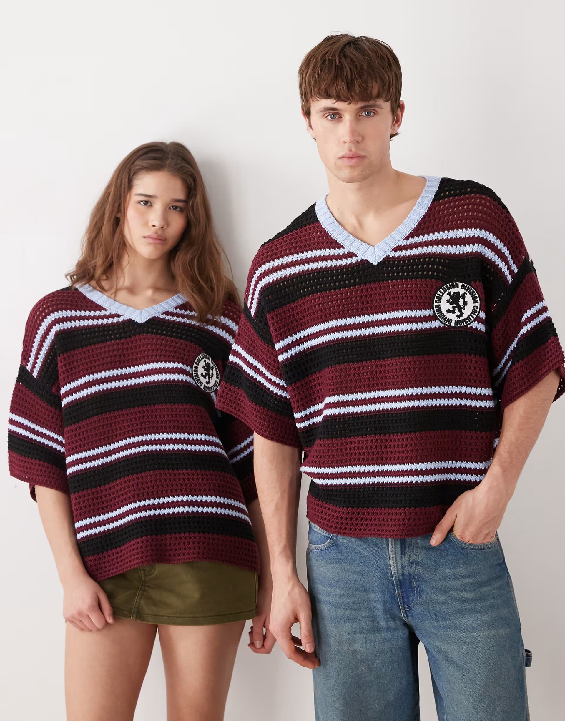 ASOS ASOS Collusion Unisex Striped Football Jumper in Red