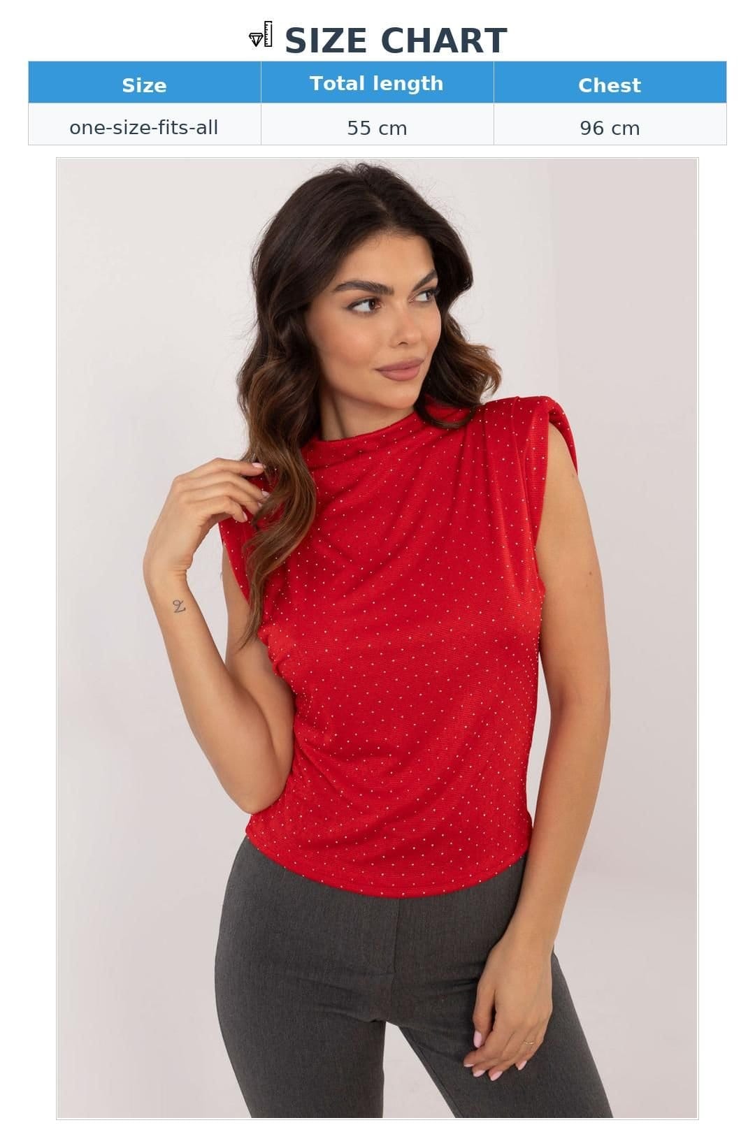 Love Lace Love Lace Women's Elegant Sleeveless Blouse with Shoulder Pads in Red - 4
