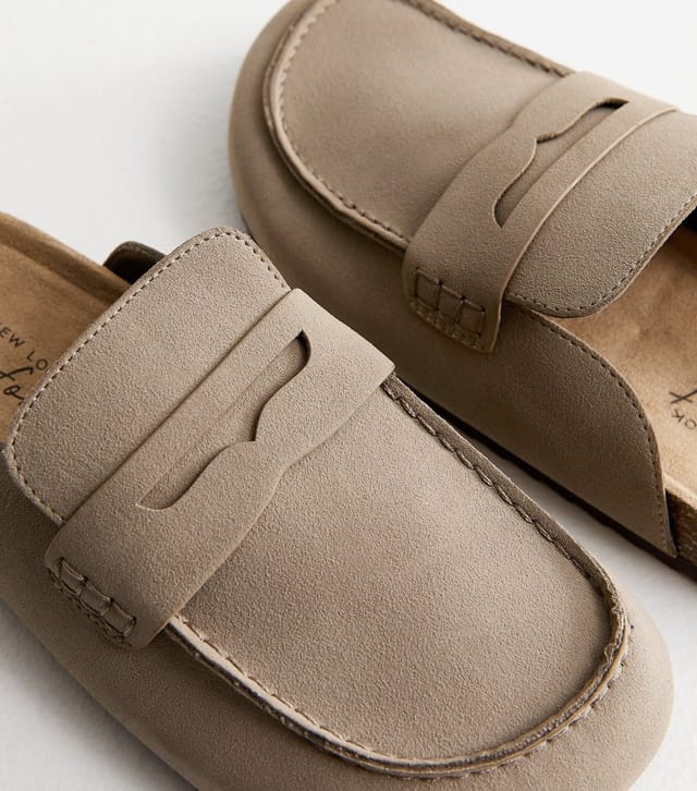 New Look Women's Camel Faux Suede Flat Loafer Mules Vegan New Look - 3