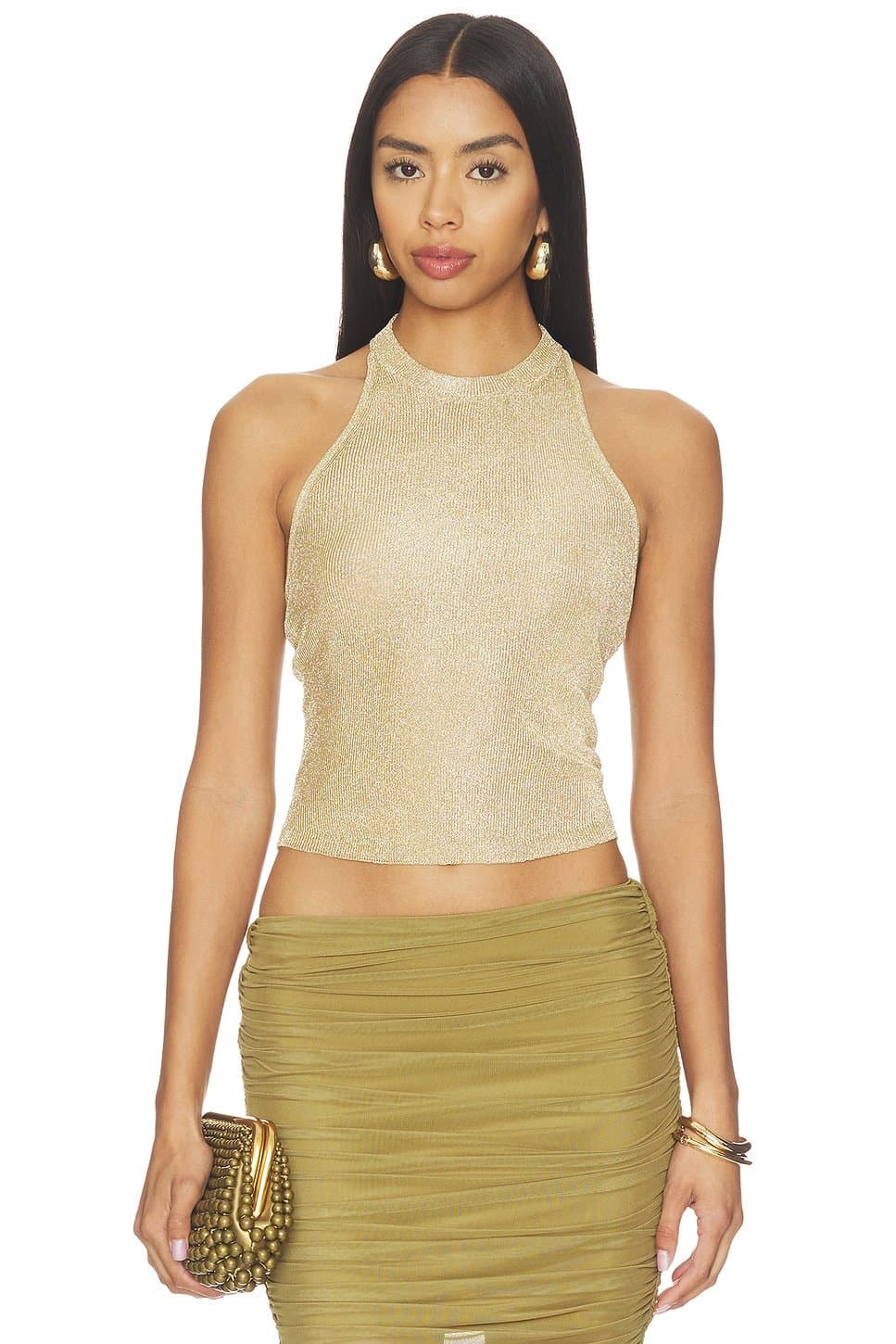 revolve Minnie Metallic Knit Halter Top