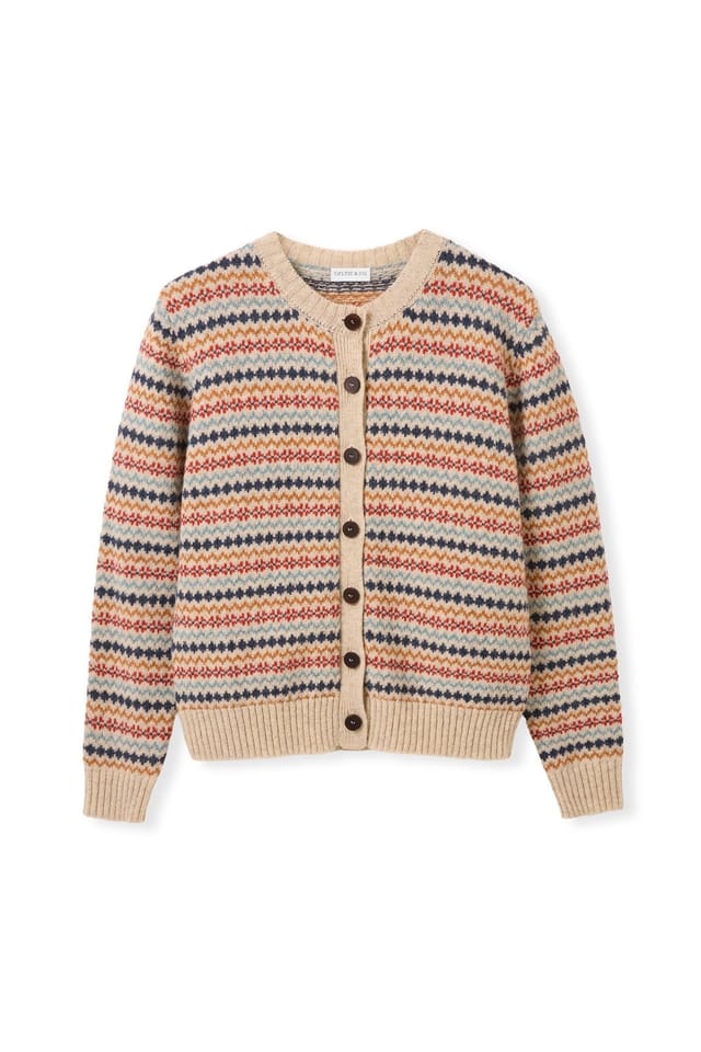 Celtic & Co Celtic & Co Women's Fair Isle Buttoned Cardigan in Light Beige - 2