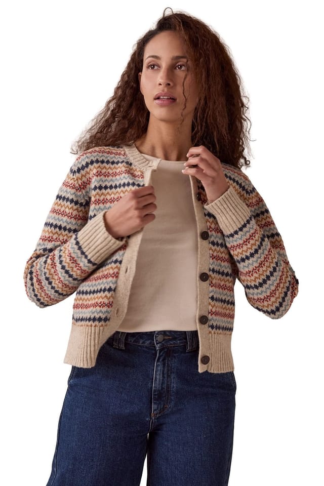 Celtic & Co Celtic & Co Women's Fair Isle Buttoned Cardigan in Light Beige - 3