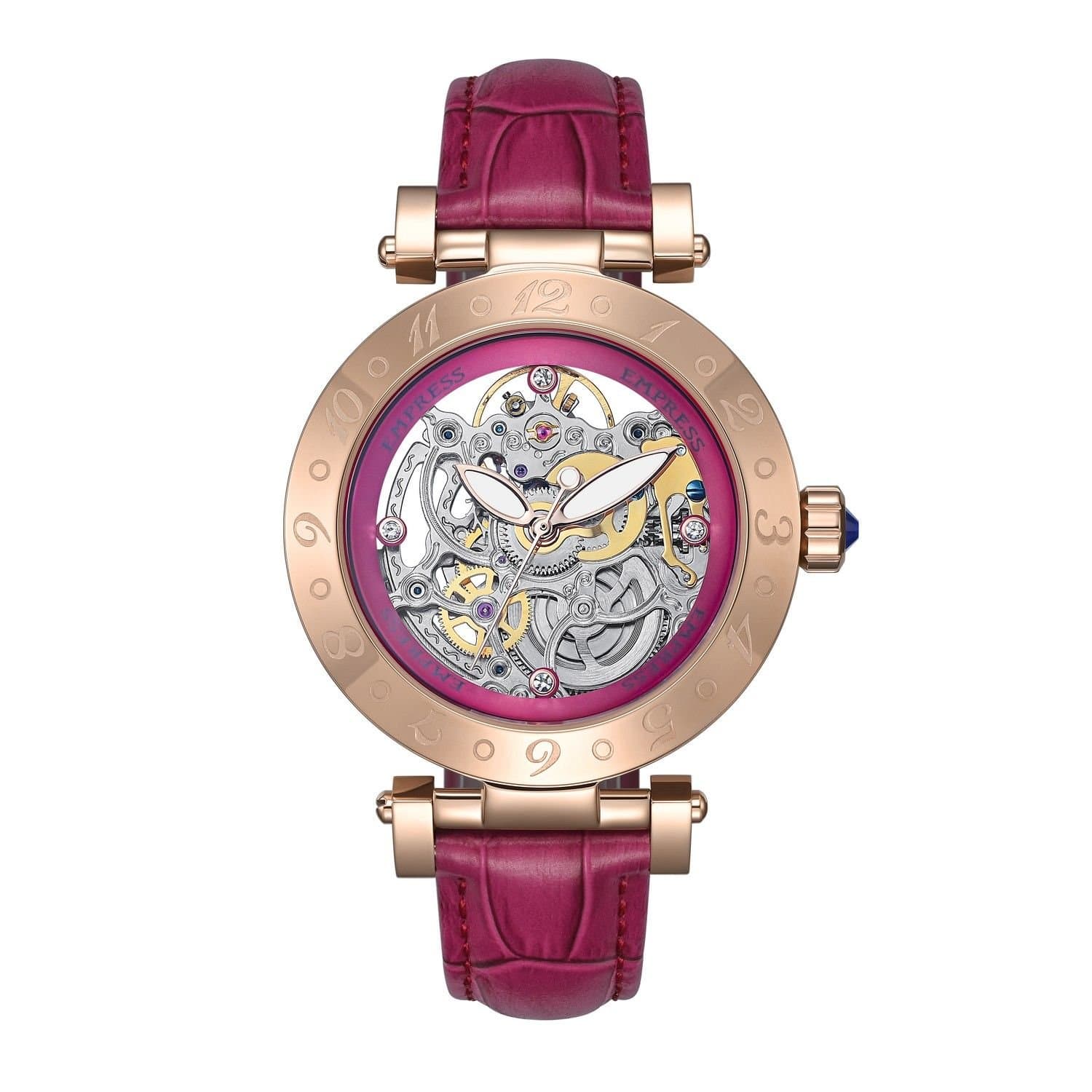Empress Empress Women's Theodora Automatic Leather-Band Watch in Pink