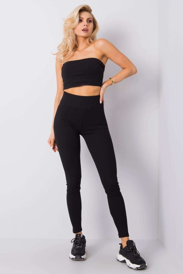 Love Lace Love Lace Women's Long Ribbed High Waist Leggings in Black - 3