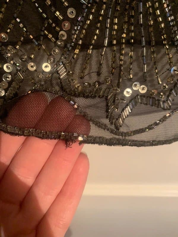 New Look Sheer black silver sequin embellished mesh beaded sleeveless going out top size 12