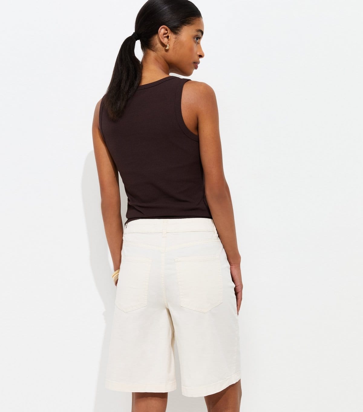 New Look Women's Off White Twill Jorts New Look - 4