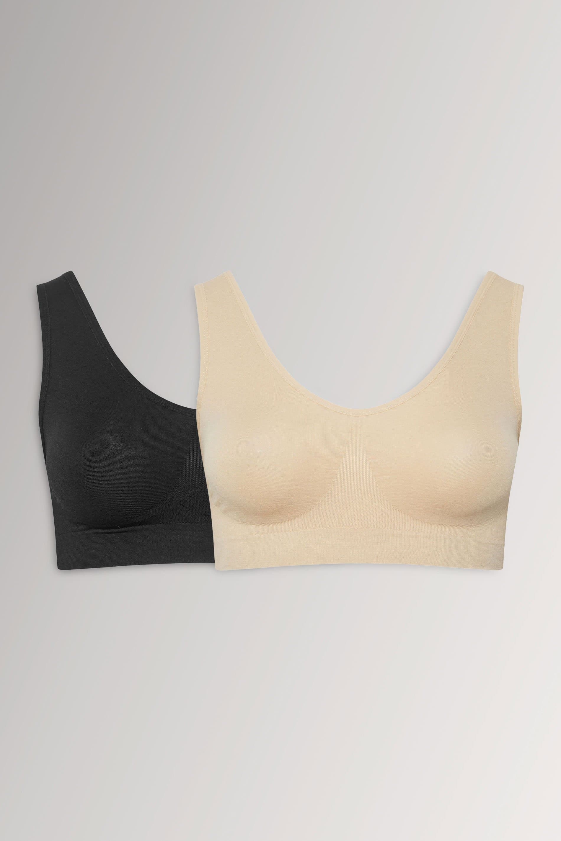 Yours Fuller Bust Lingerie Yourset 2 Pack Plus Size Black & Nude Seamless Nonpadded Nonwired Bras