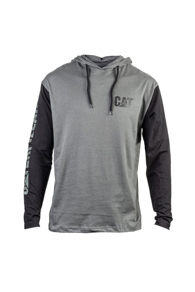 Caterpillar Caterpillar Men's Hooded Long Sleeve Tee in Dark Grey - 2