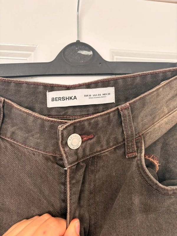 Bershka Brown High Waist Loose Fit Jeans