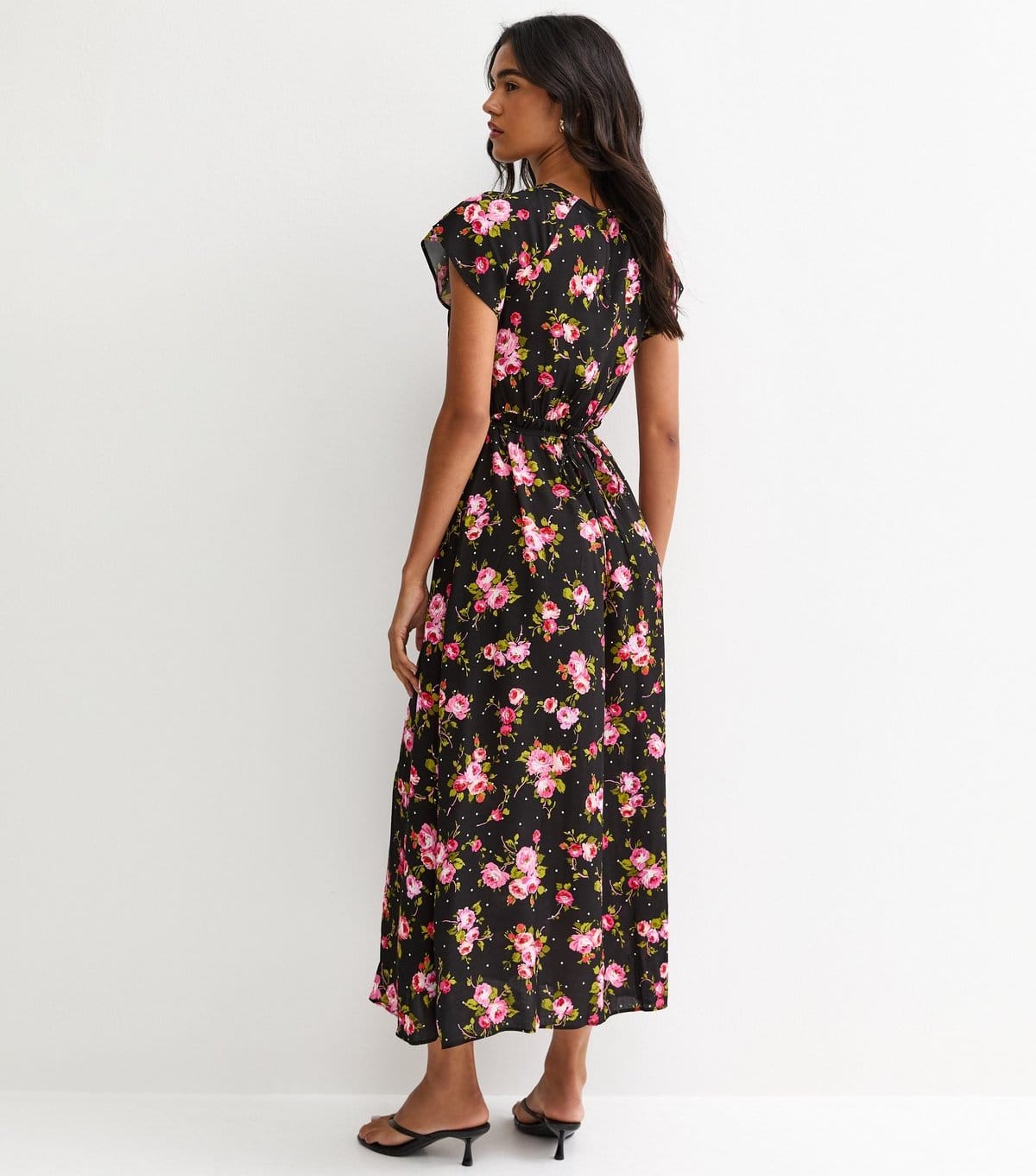 New Look Women's Black Floral Lace Waist Midi Dress New Look - 4